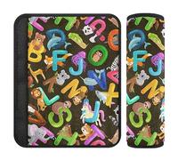 Cartoon Animals Alphabet Seatbelt Belt Pad Cushion for Babys Seat Shoulder Protector Belt Covers for Adults 2 Pack 10 * 7.7in
