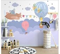 Cartoon Animals Clouds Hot Air Balloon Flowers 3D Wallpaper Easy Install Feature Office Living Room Sofa Bedroom TV Background Wall Decoration-430cm×300cm