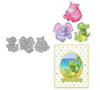 Cartoon Animals Die Cuts for Card Making Dinosaurs Elephants Hippos Metal Cutting Dies Sets for DIY Handmade Scrapbooking Paper Crafting Festivals Album Party Wedding Decorative Supplies