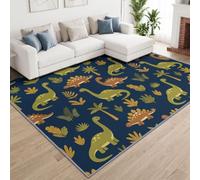 Cartoon Animals Dinosaur Area Rug Washable Carpet Bedroom | Washable Soft Playful Minimalist Jurassic Rug 60 x 90 cm Non-Slip Low-Plie for Living Room Nursery Desk Bedside Hangout