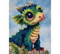 Cartoon Animals Latch Hook Rug Kits for Adult,A Little Green Dinosaur,DIY Rug Crochet Making Kits with Pre-Printed Canvas and Latch Hook Tool and Enough Yarn,55x75cm