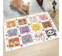 Cartoon Animals Non Slip Door Mat - 90 x 150 cm Thin Rubber Back Doormat for Bathroom - Cute Little Animals Floor Mat Absorbent Quick dry Washable for Living Room Entryway Laundry Room, Multicolor