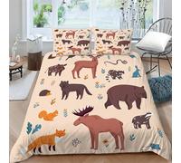 Cartoon Animals Super King Duvet Cover Illustrations Print Bedding for Super King Bed Bedroom Decoration Quilt Cover and 2 Pillowcases 50x75cm, Soft 110gsm Microfiber, with Zipper Closure ba2214