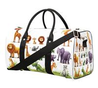 Cartoon Animals Travel Duffle Bag for Women Men Girls Boys Weekend Overnight Bags 22.7 L Tote Cabin Luggage Bag for Sports Gym Yoga