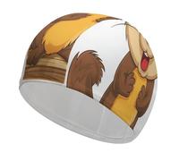 Cartoon Animated Beaver Bathing Cap High Elasticity Swimming Caps Fit Both Long Hair Short Hair Comfortable Large Shower Cap for Drag Reduction and Hair Protection