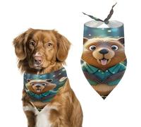 Cartoon Animated Beaver Dog Bandana Adjustable Pet Scarf Soft Washable Polyester Triangle Bib Lightweight Breathable Pet Bib for Dogs Cats Puppies Suitable for Holiday Birthday