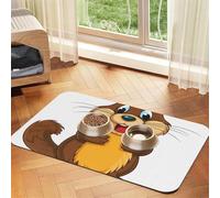 Cartoon Animated Beaver Dog Food Mats for Floors, 16x24 Inch Non-Slip Super Absorbent Pet Food Mat, Dishwasher Dog Mat for Food and Water, Cute Quick Dry Pet Feeding Mat for Dogs Puppy Cats