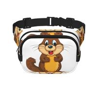 Cartoon Animated Beaver Fanny Pack For Women Waterproof Adjustable Belt Bags Waist Pack Fashion Casual Crossbody Bags Bum Bag For Running Workout Hiking Traveling, Black, One Size