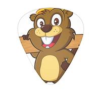 Cartoon Animated Beaver Guitar Paddle Set Of 12, Suitable For Guitar, Yukri, 3 Thicknesses