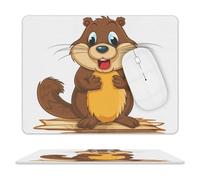 Cartoon Animated Beaver Mouse Pad Ultra Thin, Leather Mousepad with Waterproof Smooth Surface, Anti Slip Mouse Pad for Gaming, Office & Home 9.4"x7.9"