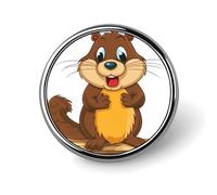 Cartoon Animated Beaver Round Badge Personalized Metal Lapel Pin Badges Fit Clothing Bags Hat Humorous Printed Brooch Badge Party Decorations Accessories for Men Women
