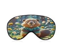 Cartoon Animated Beaver Sleep Mask Eye Mask for Sleeping Breathable Blackout Sleeping Masks with Adjustable Strap Soft Eye Cover Comfortable Blindfold Eyeshade for Night Sleeping Travel Nap