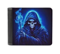 Cartoon Animated Grim Reaper Men's Bifold Wallet Slim Cash Card Holder Leather Purse