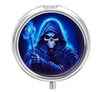 Cartoon Animated Grim Reaper Pill Box 3 Compartment Small Portable Medicine Case Pill Organizer for Pocket Purse