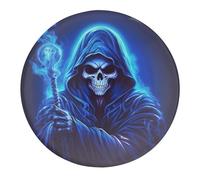 Cartoon Animated Grim Reaper Round Glass Fridge Sticker Refrigerator Magnet for Kitchen Cabinet Locker Decor 2 PCS