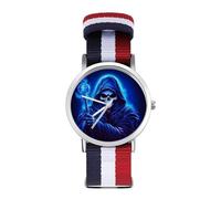 Cartoon Animated Grim Reaper Sport Watch for Men Women Nylon Strap Wrist Watch Analog Quartz Watch