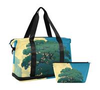 Cartoon Animation Sense Yellow Field Travel Duffle Bags Carry On Shoulder Weekend Tote with Adjustable Strap for Business Travel Waterproof, Cartoon animation phrase yellow field, 1 size, Cartoon