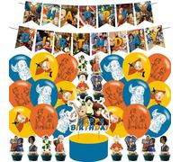 Cartoon Anime Party Supplies - Decorations Include Happy Birthday Banner, Cake Topper, Cupcake Toppers for Anime-Themed Celebration