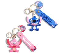 Cartoon Anime Sti -tch Keychain, 2 Pieces Anime Key Rings Cute 3D Keychain Pendant Children's School Bag Decorations Party Favors Bags fillers Toys Birthday Gift for Boys Girls Key Charms Deko