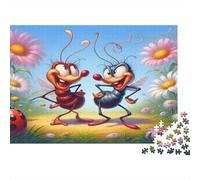 Cartoon Ants Dancing Adult Puzzle for Decompression: Two Silly Cartoon Ants Educational Game Challenge 1000 Piece 38x26cm/1000pcs