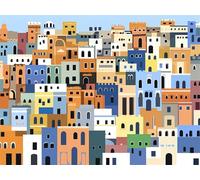 Cartoon Architecture Paint by Numbers for Adults Beginners, Adult Paint by Numbers Canvas Kits, DIY Acrylic Oil Painting by Number, Creative Hobby for Women, Wall Art Home Decor Gifts 20x28in YT6-783