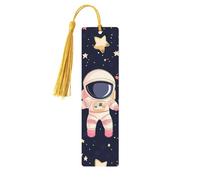Cartoon Astronaut Bookmark Space Planet Wooden Bookmark with Tassel Book Mark for Women Men Reading Page Markers Gifts for Book Lovers
