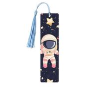 Cartoon Astronaut Bookmark Space Planet Wooden Bookmark with Tassel Book Mark for Women Men Reading Page Markers Gifts for Book Lovers