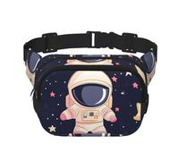 Cartoon Astronaut Double Layer Waist Bag Pack Space Planet Bum Bag Fanny Pack for Men Women, Adjustable Belt Bag for Travel Hiking Running Cycling Festival