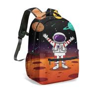 Cartoon Astronaut Full Print Backpack,Floating Star Sea Adventure Design,Children's Book Bag,Large Capacity for Daily Use (02)