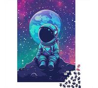 Cartoon Astronaut Jigsaw Puzzles Puzzle for Adults Kids. 1000 Piece Sci Fi Earth Whimsical Challenge Toy Educational Game Home Decoration for Educational Games Gifts 1000pcs (75x50cm)