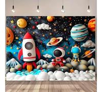 Cartoon Astronaut Outer Space Planet Backgrounds for Photographs Kids Birthday Party Decor Baby Shower Backdrop Photobooth Props