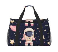Cartoon Astronaut Travel Duffle Bag Space Planet Gym Overnight Weekender Bag for Men Women Lightweight Carry On Luggage for Workout Holiday