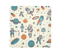 Cartoon Astronauts Camera Wrap Cloth, Squares Magic Self-Adhesive Cloth for Lens Camera Anti-Scratch Lens Protector Makeup Wrap Cloth Bag 21.7" x 21.7"