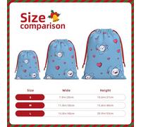 Cartoon Atom Model Printed Christmas Drawstring Gift Bag, A Convenient Choice For Packaging Small Gifts