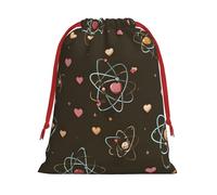 Cartoon Atom Model Printed Christmas Drawstring Gift Bag, A Convenient Choice For Packaging Small Gifts