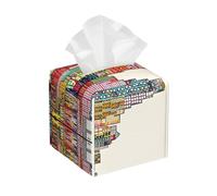 Cartoon Austin Texas Print Leather Tissue Box Cover â€“ Foldable Organizer Holder â€“ Easy Storage & Concealing Leather Tissue Box