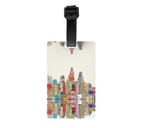 Cartoon Austin Texas Print Luggage Tags with Full Back Privacy Cover â€“ Durable PVC ID Labels for Suitcases & Backpacks