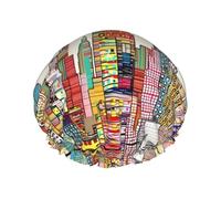 Cartoon Austin Texas Print Shower Cap for Women & Men â€“ Reusable Double-Layer Bath Hair Cap with Elastic Strap One Size