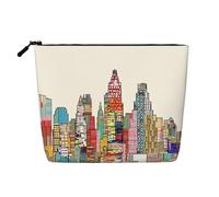 Cartoon Austin Texas Printed Fake Hemp Makeup Bag â€“ Travel Toiletry Organizer, Daily Storage, Business Trip Essential