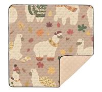 Cartoon Autumn Alpaca Large Non-Slip Baby Activity Play Mat for Indoor Outdoor Lightweight Infant Play Activity Mat for Babies Infants Toddlers, 50'' x 50''