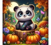 Cartoon Autumn Panda Jigsaw Puzzle 120 Pieces 45x45cm/18x18inch, Difficult jigsaw puzzles for Adults 120, Beautiful Art work, Great Festive Puzzle Gift for Men/Women