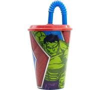CARTOON Avengers Drinking Cup with Straw for Kids Reusable Semi-Rigid Plastic Cup BPA Free Capacity 430ml