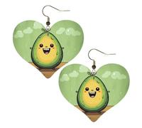 Cartoon Avocado Leather Earrings for Women Heart Earring Lightweight Dangle Drop Earring Set Jewelry Gift, One Size, No Gemstone