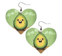 Cartoon Avocado Leather Earrings for Women Heart Earring Lightweight Dangle Drop Earring Set Jewelry Gift