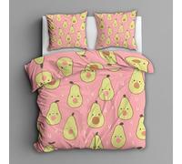 Cartoon Avocado Single Duvet Cover Set - Kids Cute Tropical Fruit Bedding & Bedroom Decor, Super Soft Microfiber Quilt Cover and 1 Pillowcases, with Zip, Reversible Design (76s&zM)
