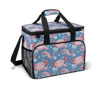 Cartoon Axolotl Large Lunch Bag Soft Cooler Bag Insulated Thermal Bag Reusable Grocery Bags for Office Picnic Beach