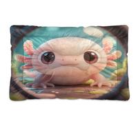 Cartoon Axolotl Washable Dog Bed Mat Soft Anti-Slip Cat Kennel Crate Pad for Large Jumbo Medium Small Dogs 36" x 24"