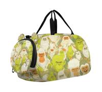 Cartoon Baboon Group Green Orange Boy's Gym Duffel Bag with Shoes Compartment Large Capacity Weekend Travel Bag for School Practice, Sports, Travel