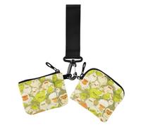 Cartoon Baboon Group Green Orange Dual Coin Purse Credit Card Holder Wallet Minimalist Card Organizer Purse with Wristle Strap for Travel 2 Pcs estuches para tarjetas de credito, cartoon Baboon group