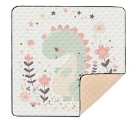 Cartoon Baby Dinosaur Doodle Style Pastel Colors Soft Thick Baby Activity Play Mat for Floor Comfortable Playroom Activity Mat for Baby Toddler Infant, 50'' x 50''